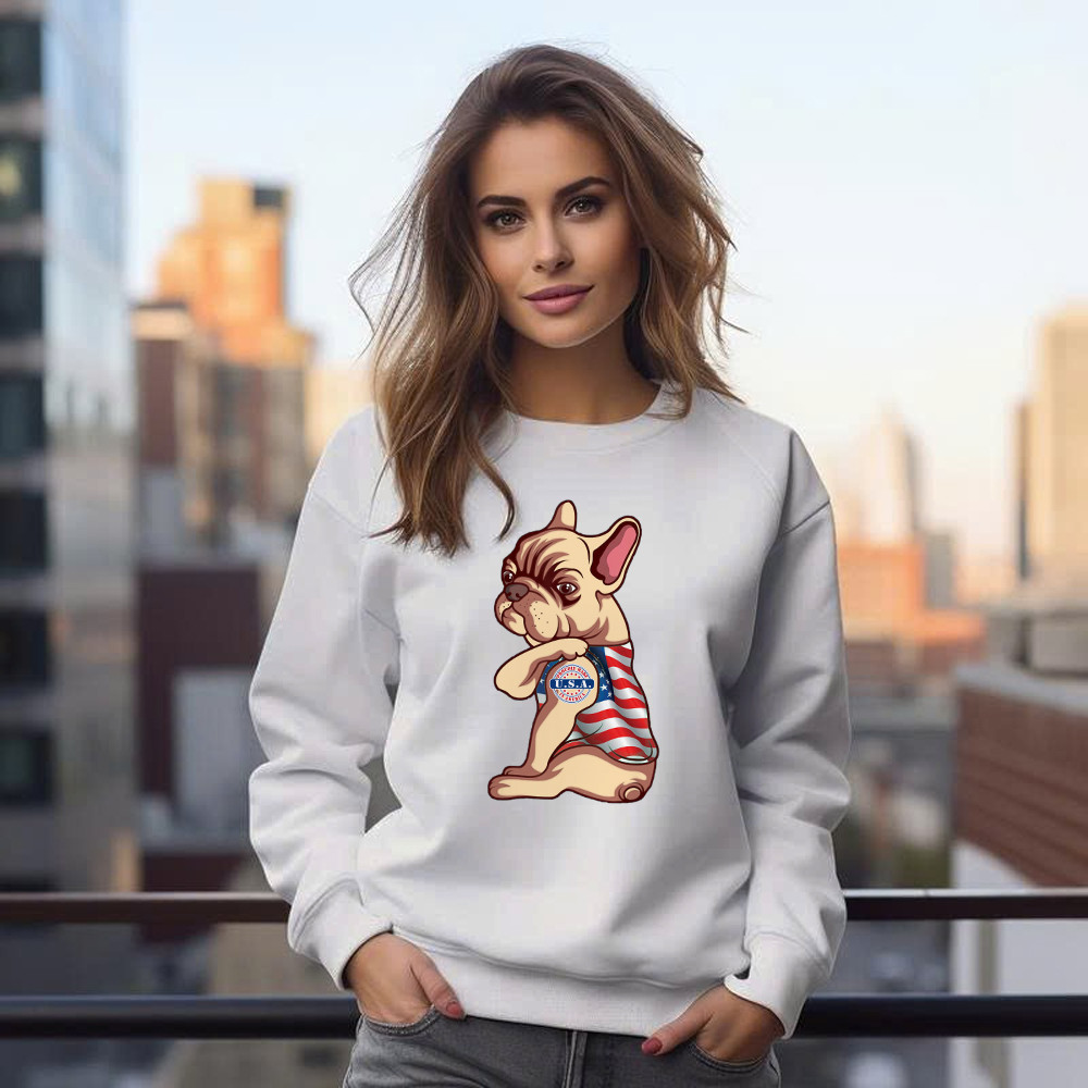 Pitbull With Tattoo USA Proudly Made In America Shirt Fun Dog Design Sweatshirt Patriotic Gift