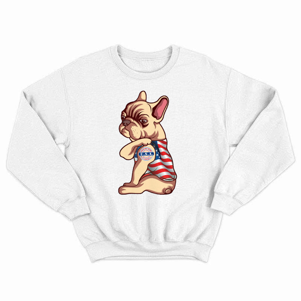 Pitbull With Tattoo USA Proudly Made In America Shirt Fun Dog Design Sweatshirt Patriotic Gift