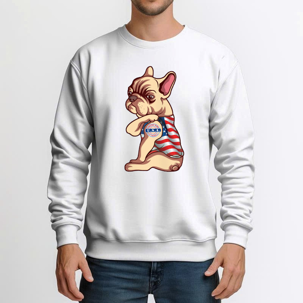 Pitbull With Tattoo USA Proudly Made In America Shirt Fun Dog Design Sweatshirt Patriotic Gift