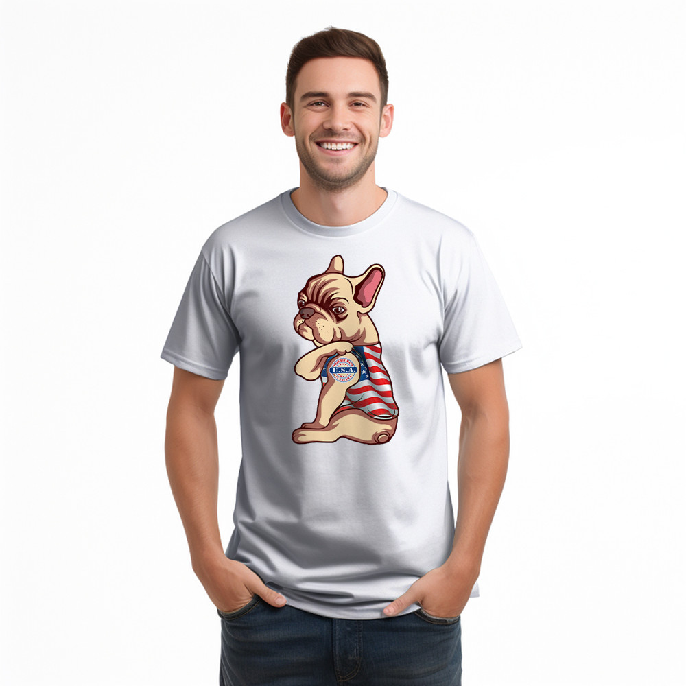 Pitbull With Tattoo USA Proudly Made In America Shirt Fun Dog Design T-Shirt Patriotic Gift