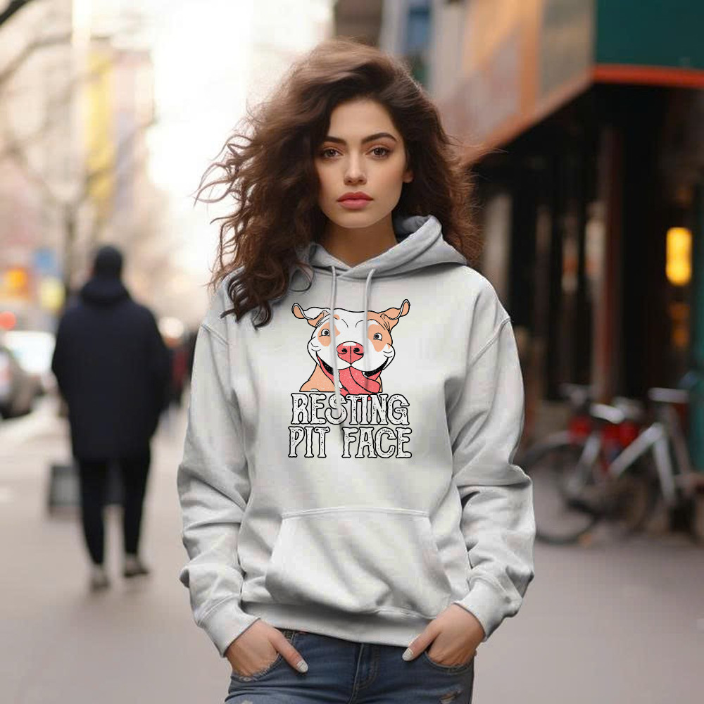 Resting Pit Face Shirt Funny Pitbull Graphic Hoodie Gifts For Dog Owners