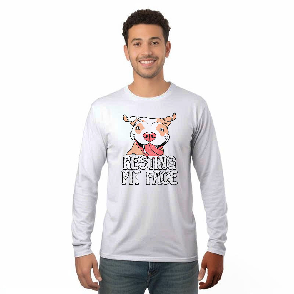 Resting Pit Face Shirt Funny Pitbull Graphic Long Sleeve Shirt Gifts For Dog Owners
