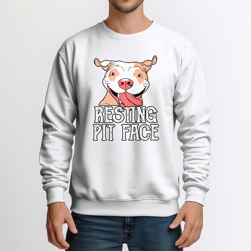 Resting Pit Face Shirt Funny Pitbull Graphic Sweatshirt Gifts For Dog Owners