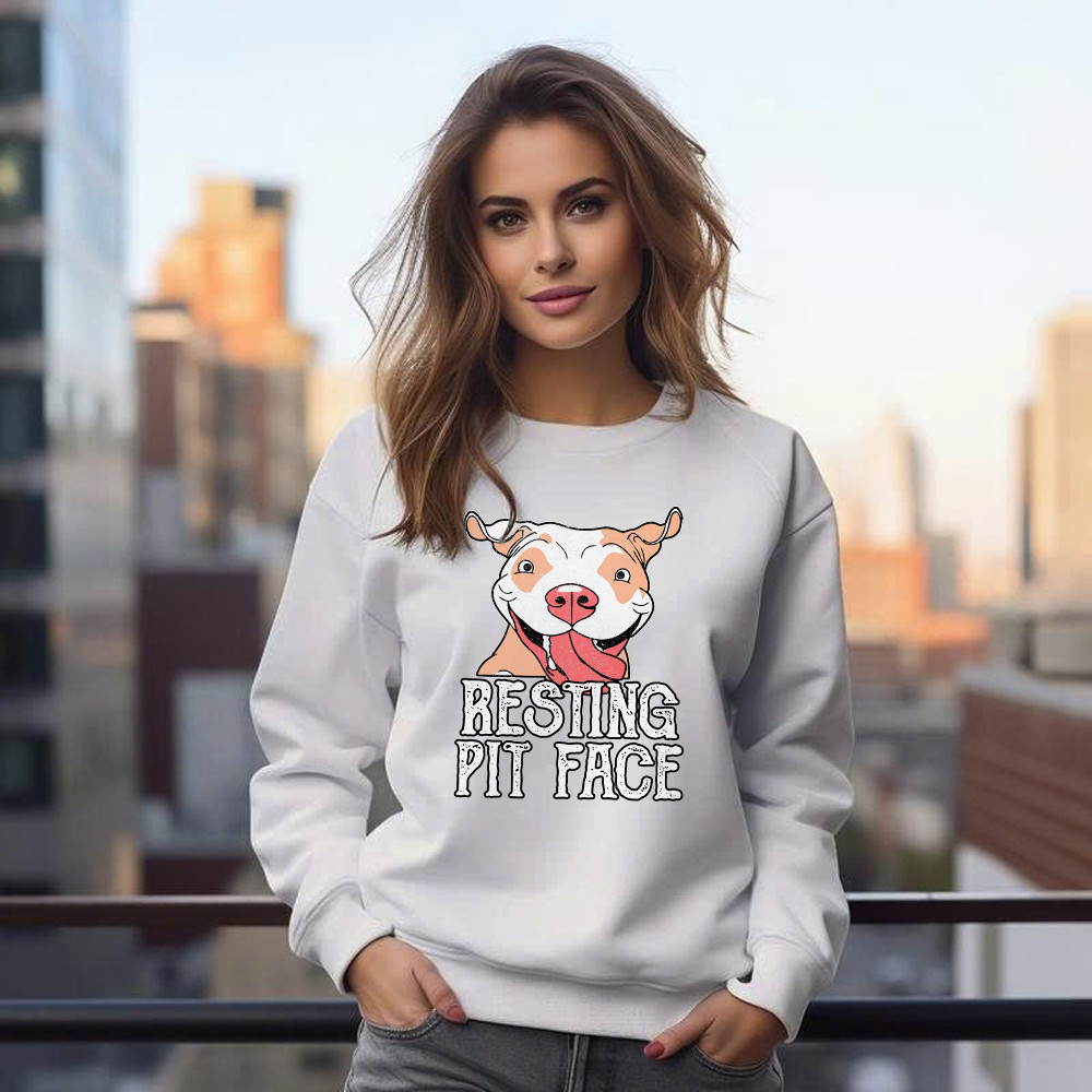 Resting Pit Face Shirt Funny Pitbull Graphic Sweatshirt Gifts For Dog Owners