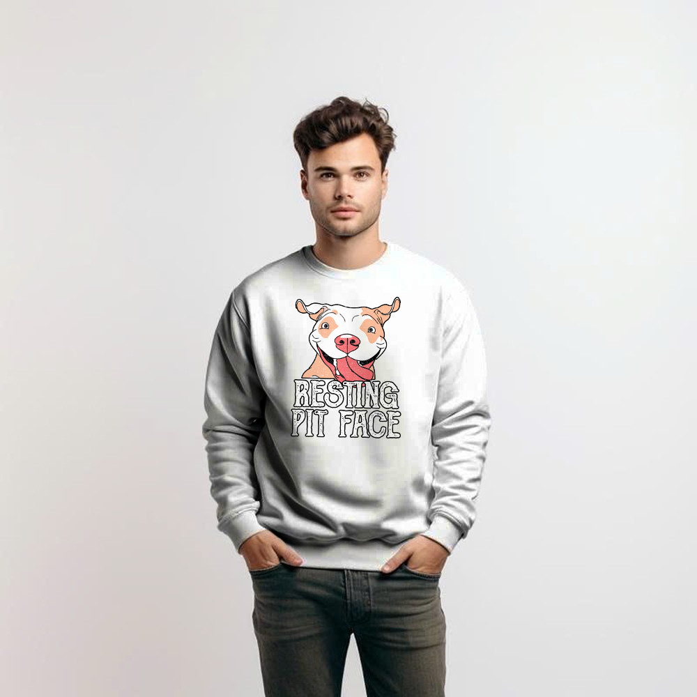 Resting Pit Face Shirt Funny Pitbull Graphic Sweatshirt Gifts For Dog Owners
