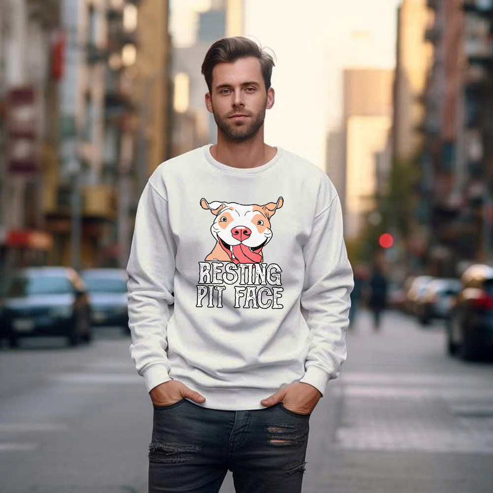 Resting Pit Face Shirt Funny Pitbull Graphic Sweatshirt Gifts For Dog Owners