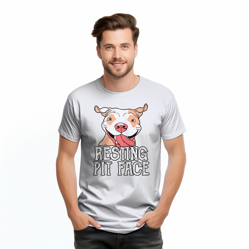 Resting Pit Face Shirt Funny Pitbull Graphic T-Shirt Gifts For Dog Owners