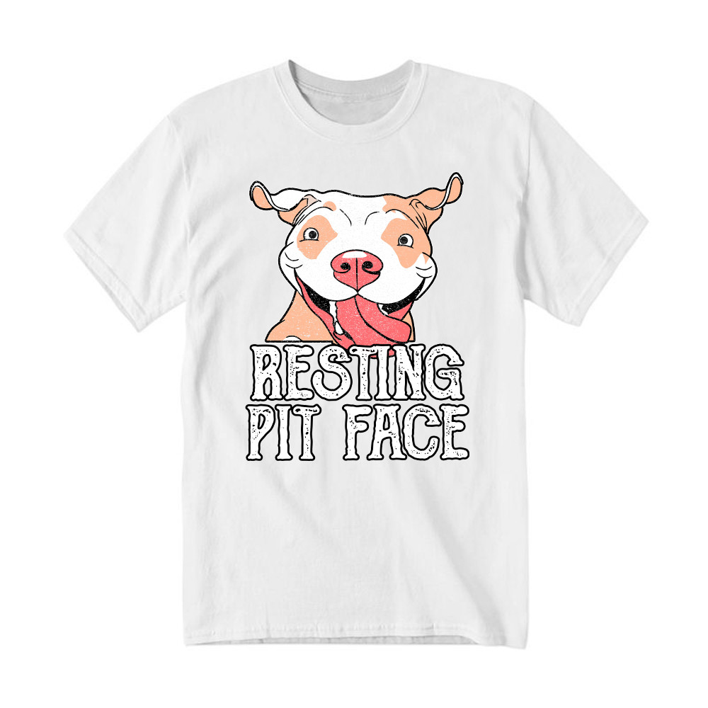 Resting Pit Face Shirt Funny Pitbull Graphic T-Shirt Gifts For Dog Owners