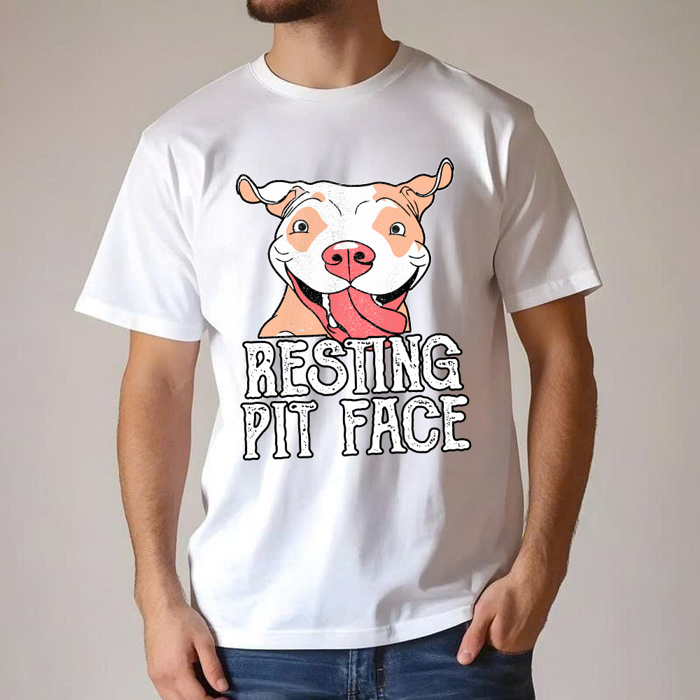 Resting Pit Face Shirt Funny Pitbull Graphic T-Shirt Gifts For Dog Owners