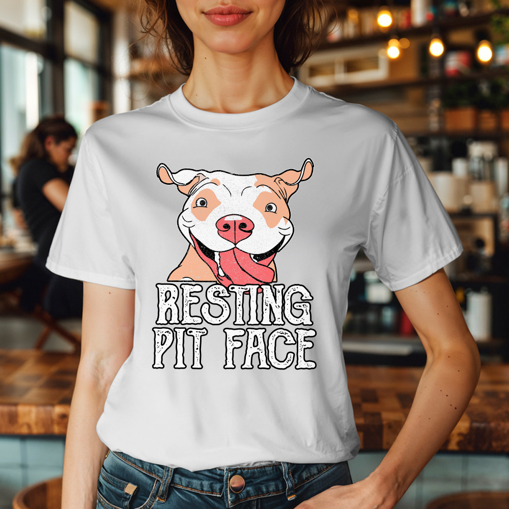 Resting Pit Face Shirt Funny Pitbull Graphic T-Shirt Gifts For Dog Owners