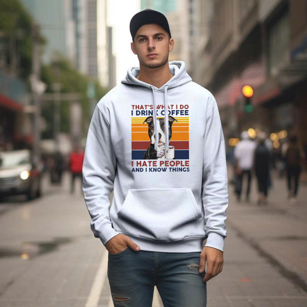 That’s What I Do I Drink Coffee I Hate People Shirt Funny Pitbull Hoodie Gift For Men
