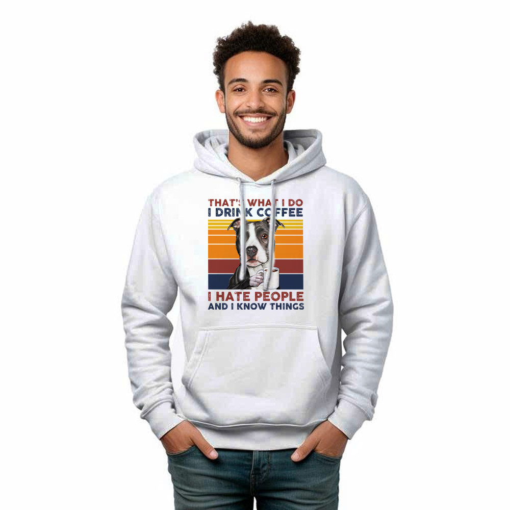 That’s What I Do I Drink Coffee I Hate People Shirt Funny Pitbull Hoodie Gift For Men