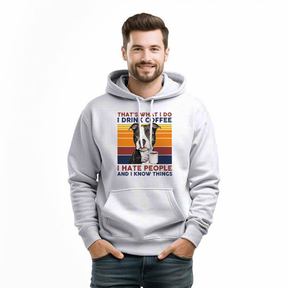 That’s What I Do I Drink Coffee I Hate People Shirt Funny Pitbull Hoodie Gift For Men