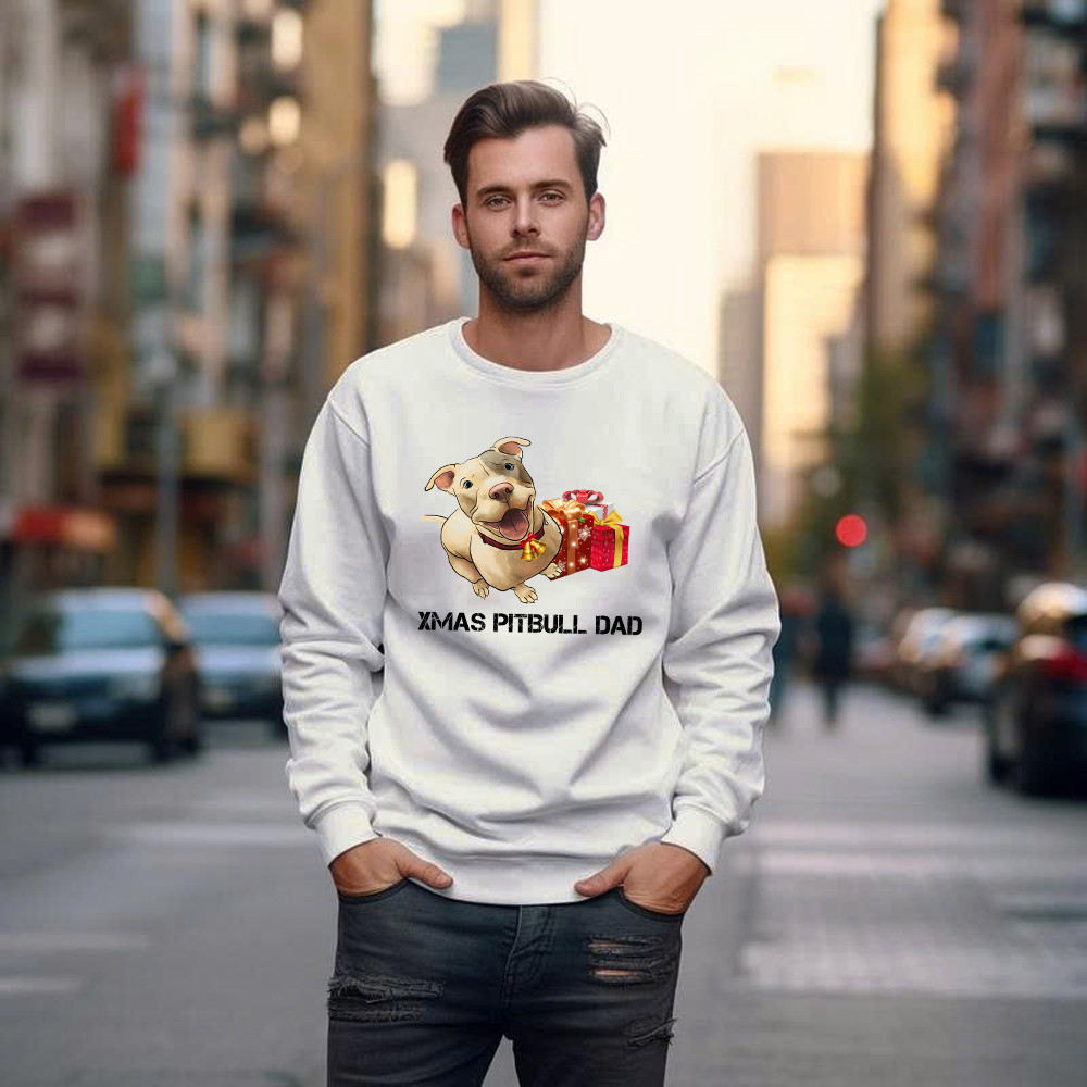 Xmas Pitbull Dad Shirt Funny Pitbull Sweatshirt Christmas Gifts For Dog Lovers