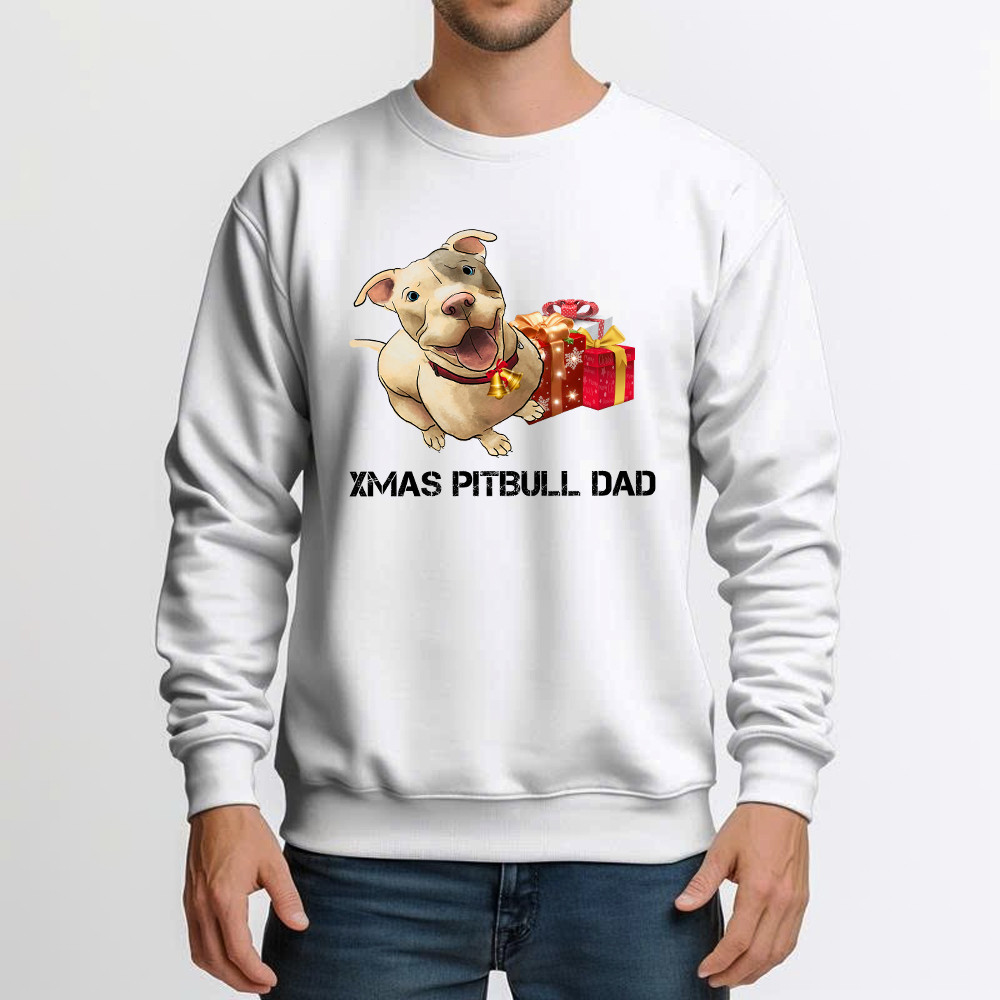 Xmas Pitbull Dad Shirt Funny Pitbull Sweatshirt Christmas Gifts For Dog Lovers