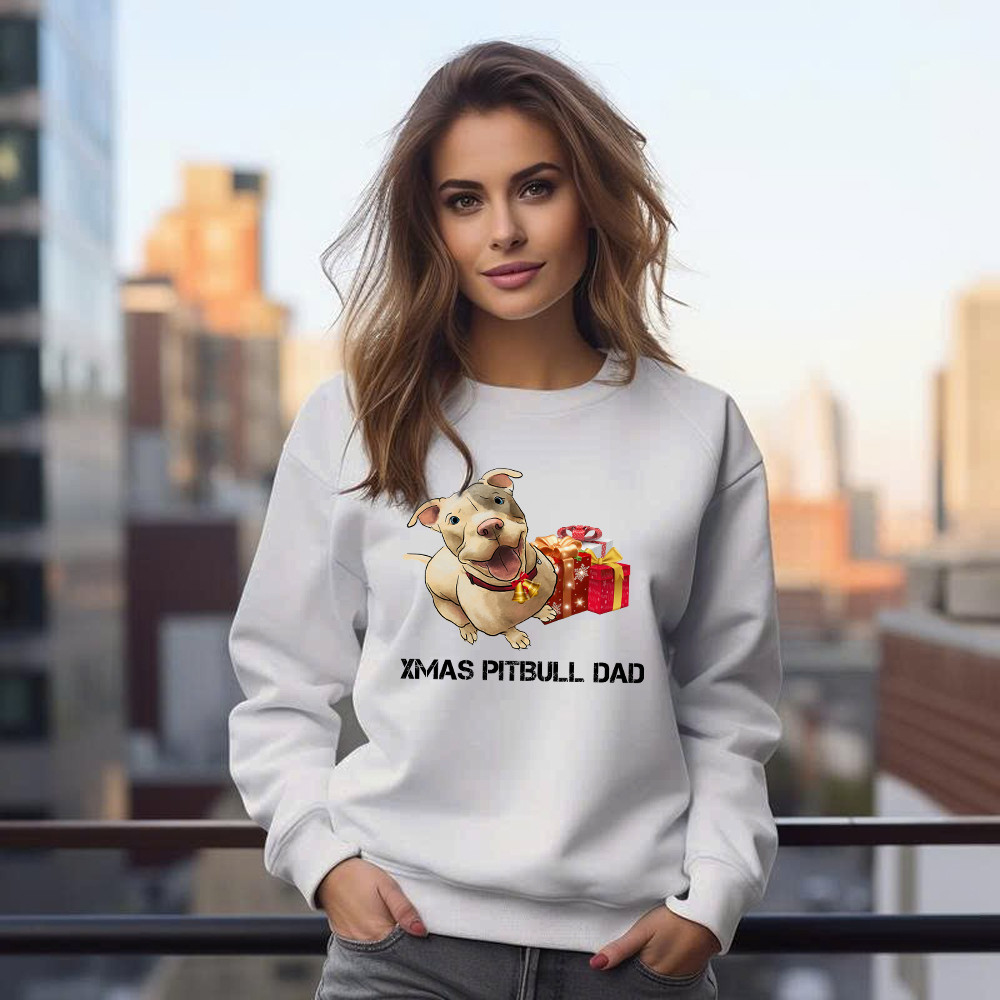 Xmas Pitbull Dad Shirt Funny Pitbull Sweatshirt Christmas Gifts For Dog Lovers